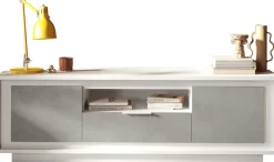 Home affaire Lowboard »Sky, B/T 180/50 cm, TV-Schrank/Medienboard, 2 Türen, 1 Schubkasten« Softclosing, Korpus & Front 22 mm stark, Rahmen-Optik, Metallgriff