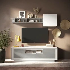 Home affaire Lowboard »Sky, B/T 180/50 cm, TV-Schrank/Medienboard, 2 Türen, 1 Schubkasten« Softclosing, Korpus & Front 22 mm stark, Rahmen-Optik, Metallgriff