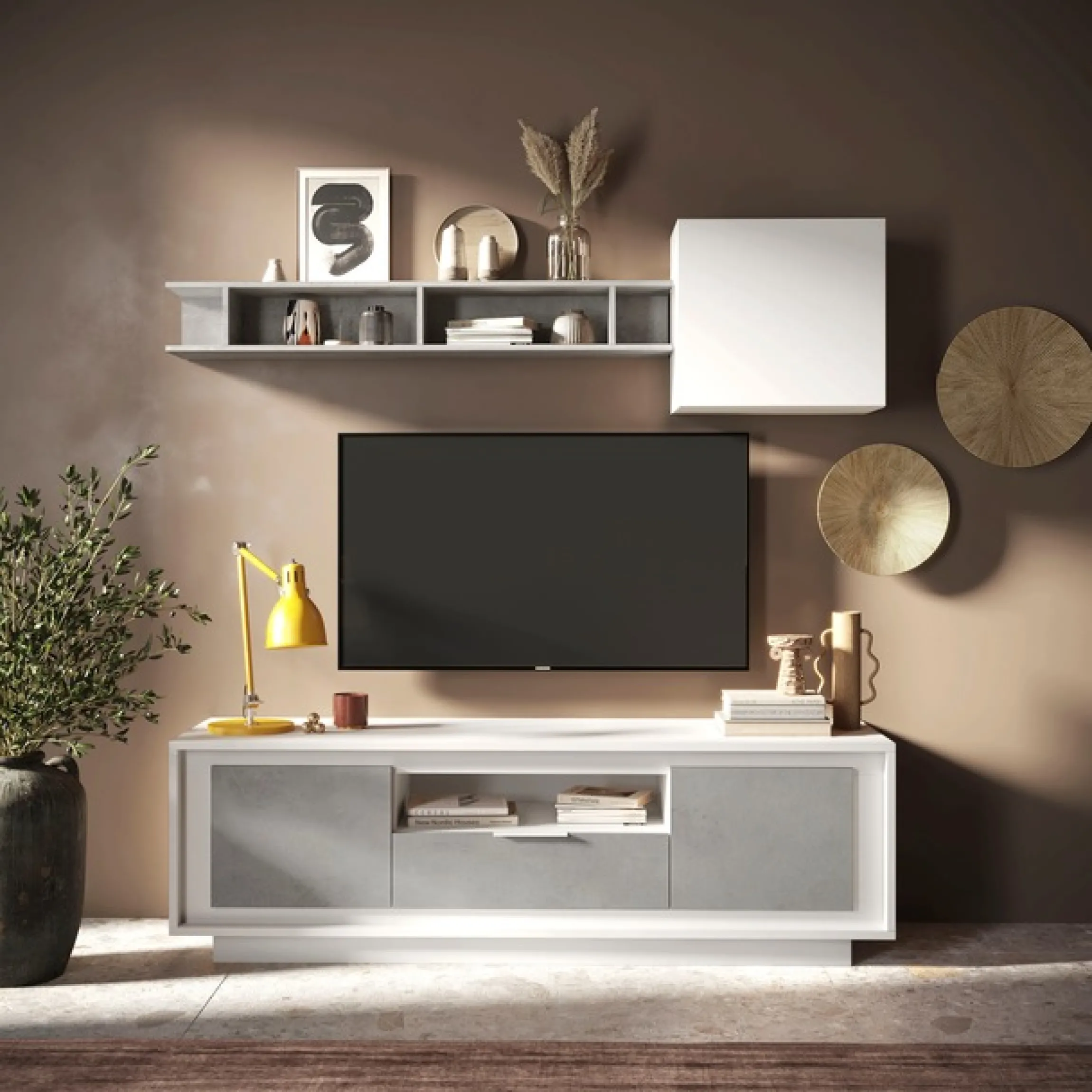 Home affaire Lowboard »Sky, B/T 180/50 cm, TV-Schrank/Medienboard, 2 Türen, 1 Schubkasten« Softclosing, Korpus & Front 22 mm stark, Rahmen-Optik, Metallgriff