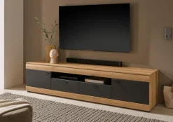 Home affaire Lowboard »Soleto, moderner TV-Schrank, Kommode, TV-Unterschrank« zeitlos, schwarze Griffe aus Metall, ausreichend Stauraum