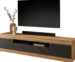 Home affaire Lowboard »Soleto, moderner TV-Schrank, Kommode, TV-Unterschrank« zeitlos, schwarze Griffe aus Metall, ausreichend Stauraum