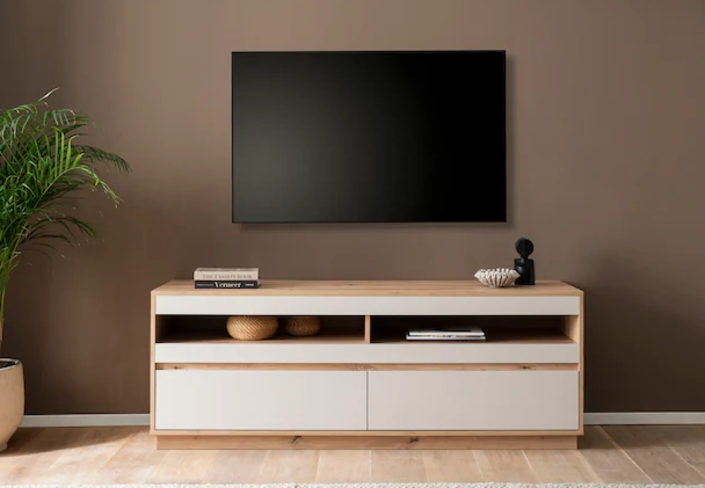 Home affaire Lowboard »Sonora, moderner TV-Unterschrank, Kommode in Eiche Artisan, TV-Schrank« filigrane Rahmenoptik, ausreichend Stauraum, vielseitig einsetzbar