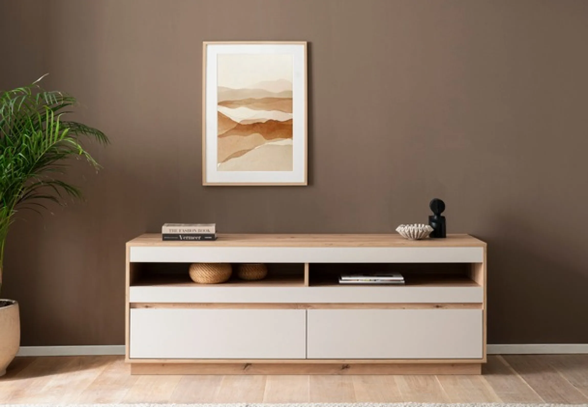 Home affaire Lowboard »Sonora, moderner TV-Unterschrank, Kommode in Eiche Artisan, TV-Schrank« filigrane Rahmenoptik, ausreichend Stauraum, vielseitig einsetzbar