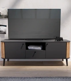 Home affaire Lowboard »Stavanger, Breite 138cm, Paneel-Stäbchen-Optik, 1 Schubkasten, 2 Türen« 1 Stk. tlg. 1 offenes Fach, TV-Möbel, TV-Schrank, TV-Lowboard, Mediaboard