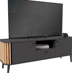 Home affaire Lowboard »Stavanger, Breite 138cm, Paneel-Stäbchen-Optik, 1 Schubkasten, 2 Türen« 1 Stk. tlg. 1 offenes Fach, TV-Möbel, TV-Schrank, TV-Lowboard, Mediaboard