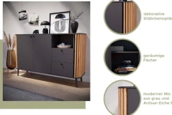 Home affaire Lowboard »Stavanger, Breite 138cm, Paneel-Stäbchen-Optik, 1 Schubkasten, 2 Türen« 1 Stk. tlg. 1 offenes Fach, TV-Möbel, TV-Schrank, TV-Lowboard, Mediaboard