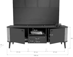 Home affaire Lowboard »Stavanger, Breite 138cm, Paneel-Stäbchen-Optik, 1 Schubkasten, 2 Türen« 1 Stk. tlg. 1 offenes Fach, TV-Möbel, TV-Schrank, TV-Lowboard, Mediaboard