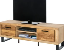 Home affaire Lowboard 1 Stk. tlg. Industriestil, Teilmassiv Eiche, schwarze Elemente, Modern