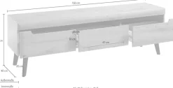 Home affaire Lowboard »Torge, TV-Unterschrank, TV-Kommode, Fernsehschrank, TV-Board« 1 Stk. tlg. abgeschrägte Füße, drei Farben, Scandi Design, 160 cm breit