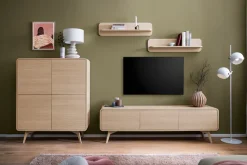 Home affaire Lowboard »Torsby, moderner TV-Schrank, Kommode in Eiche Natur, TV-Unterschrank« abgerundete Ecken, ausreichend Stauraum, vielseitig einsetzbar