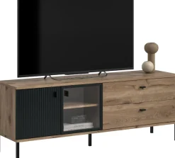 Home affaire Lowboard »TREVERK, Breite: 154 cm, hochwertige MDF-Front schwarz tiefzieh« 1 Stk. tlg. Lowboard, Wohnzimmer, Esszimmer