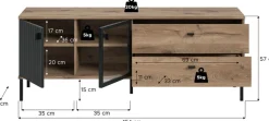 Home affaire Lowboard »TREVERK, Breite: 154 cm, hochwertige MDF-Front schwarz tiefzieh« 1 Stk. tlg. Lowboard, Wohnzimmer, Esszimmer