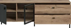 Home affaire Lowboard »TREVERK, Breite: 154 cm, hochwertige MDF-Front schwarz tiefzieh« 1 Stk. tlg. Lowboard, Wohnzimmer, Esszimmer