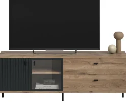 Home affaire Lowboard »TREVERK, Breite: 154 cm, hochwertige MDF-Front schwarz tiefzieh« 1 Stk. tlg. Lowboard, Wohnzimmer, Esszimmer