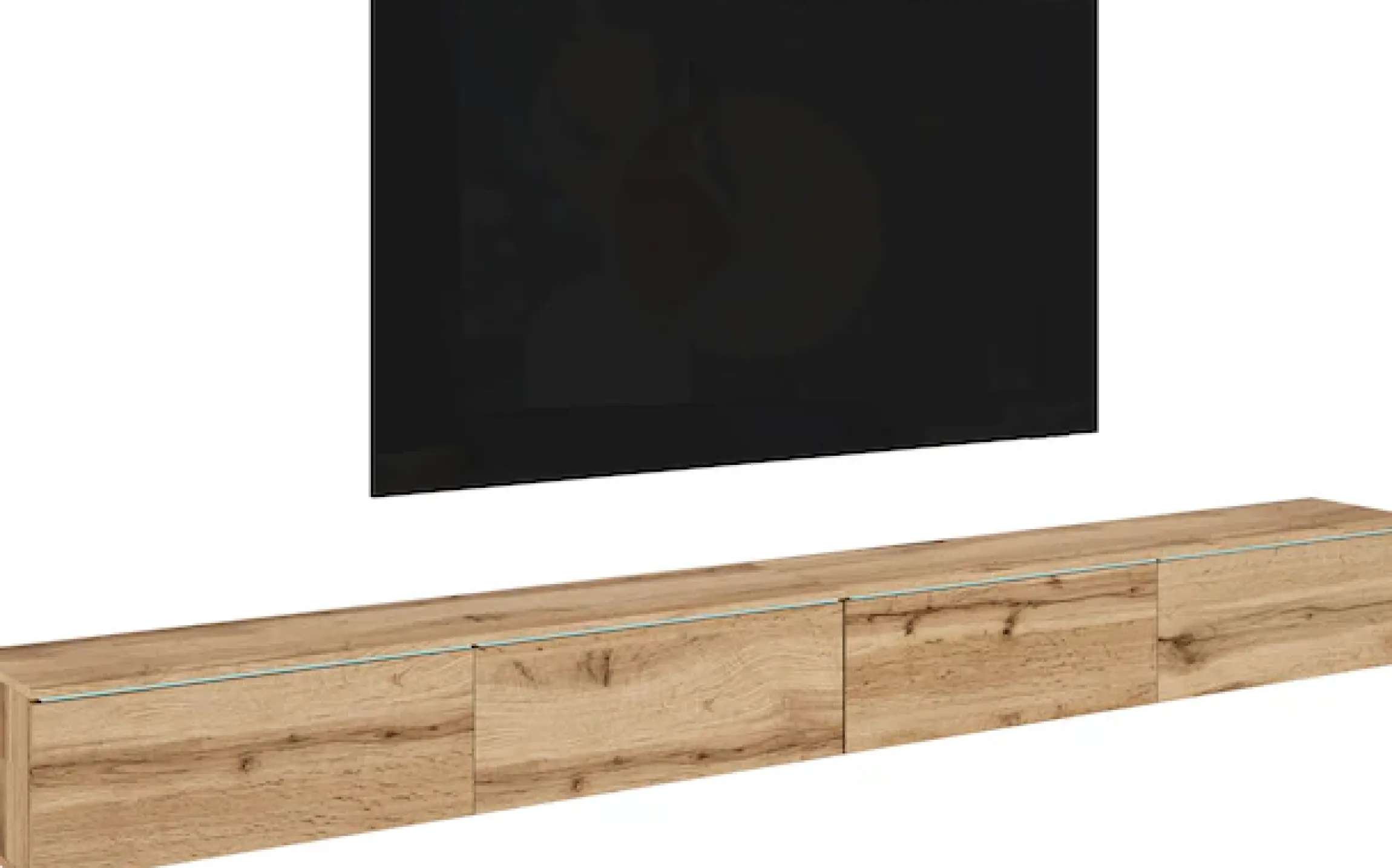 Home affaire Lowboard »Vera, TV-Schrank, Breite 300 cm, verschiedene Farbausführungen« 1 Stk. tlg. Mit LED, 4 Klappen, grifflose Fronten, hängend oder stehend
