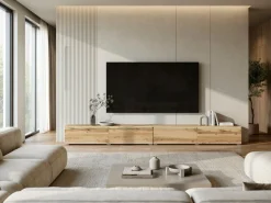 Home affaire Lowboard »Vera, TV-Schrank, Breite 300 cm, verschiedene Farbausführungen« 1 Stk. tlg. Mit LED, 4 Klappen, grifflose Fronten, hängend oder stehend