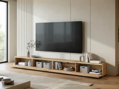 Home affaire Lowboard »Vera, TV-Schrank, Breite 300 cm, verschiedene Farbausführungen« 1 Stk. tlg. Mit LED, 4 Klappen, grifflose Fronten, hängend oder stehend