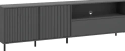 Home affaire Lowboard »viel Stauraum, Soft Close, 2 Türen und 1 Schubkasten« mit Metallfüßen, Breite 208 cm, grifflos, Fronten geriffelt