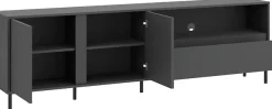 Home affaire Lowboard »viel Stauraum, Soft Close, 2 Türen und 1 Schubkasten« mit Metallfüßen, Breite 208 cm, grifflos, Fronten geriffelt