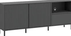 Home affaire Lowboard »viel Stauraum, Soft Close, 2 Türen und 1 Schubkasten« mit Metallfüßen, Breite 158 cm, grifflos, Fronten geriffelt