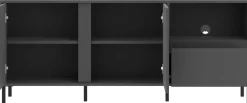 Home affaire Lowboard »viel Stauraum, Soft Close, 2 Türen und 1 Schubkasten« mit Metallfüßen, Breite 158 cm, grifflos, Fronten geriffelt