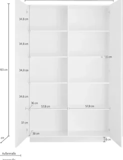 Home affaire Mehrzweckschrank »Jupiter, Höhe 193 cm, Stauraumschrank 2 Türen - Soft Closing,« Highboard, moderne Griffblende, FSC®, cleveres Stauraumkonzept