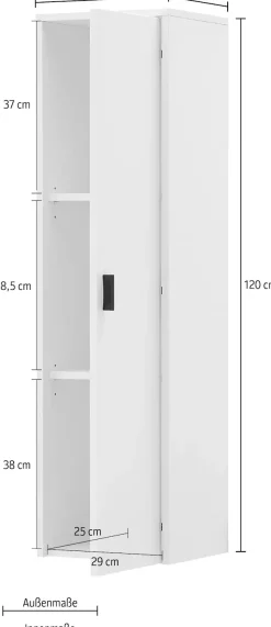 Home affaire Mehrzweckschrank »Hudson« in moderner Trendfarbe, Griffe aus Metall (Schwarz), Höhe 120 cm