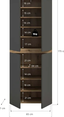 Home affaire Mehrzweckschrank »CIPELA, 70x175 cm, viel Stauraum, variable Einlegeböden, Kleiderstange« in vielen verschiedenen Trendfarben verfügbar, 1 Stk. tlg. Schuhschrank, Kleiderschrank, Universalschrank, Aktenschrank, Schrank