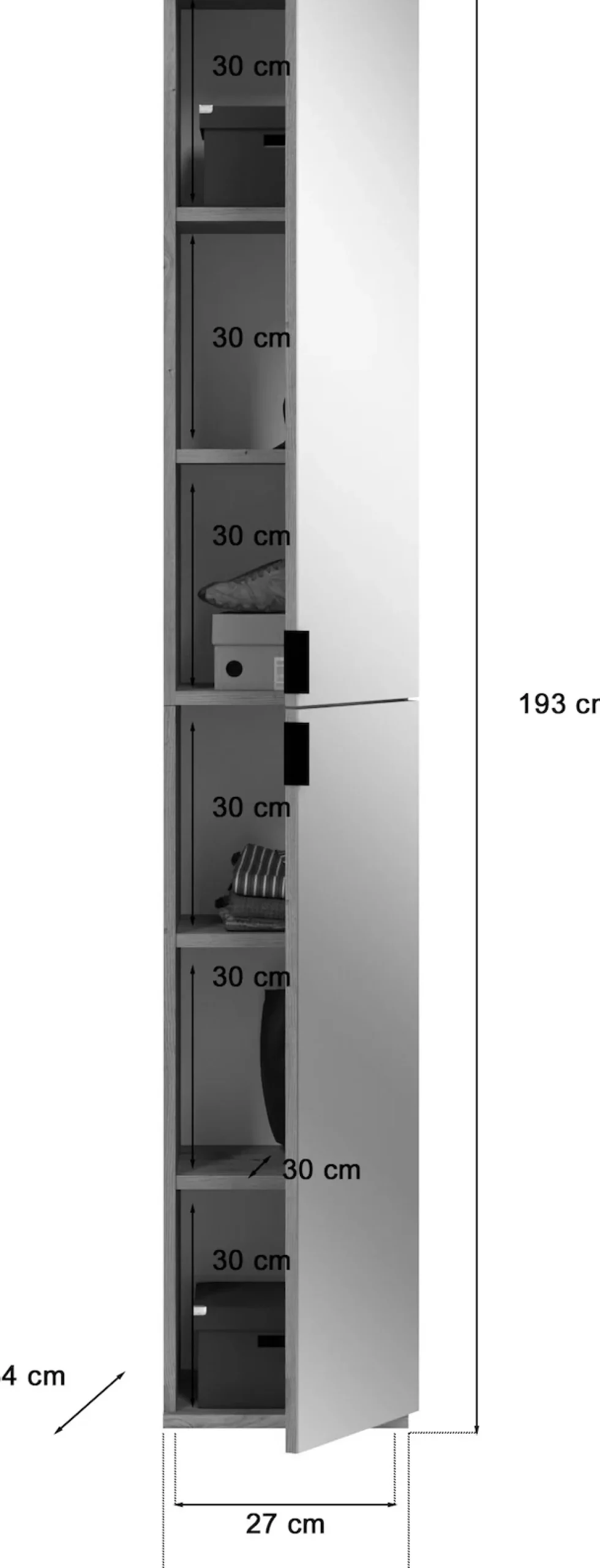Home affaire Mehrzweckschrank »TRONDHEIM, Höhe 193 cm, 2 Spiegeltüren, 6 Fächer, 4 Einlegeböden« Türanschlag wechselbar, in verschiedenen Farben erhältlich,Schrank, Hochschramk, Mehrzweckschrank, Universalschrank, Flur, Diele