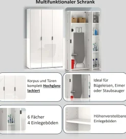 Home affaire Mehrzweckschrank »JOLLY, Stauraumschrank , Breite 107 cm , Höhe 178 cm« 1 Stk. tlg. 3 Türen,3 kleine ,1 großer Einlegeboden- Schrank hochglanz lackiert