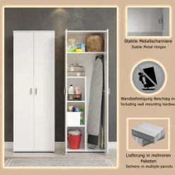 Home affaire Mehrzweckschrank »Jersey« 1 Stk. tlg. Besenschrank mit cleverer Innenaufteilung – (B/T/H) 60/35/176 cm