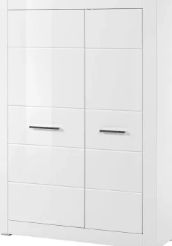 Home affaire Mehrzweckschrank »Bianco, moderner Schrank, Wohnzimmerschrank in Weiß Hochglanz« silberne Metallgriffe, universal einsetzbar, ausreichend Stauraum