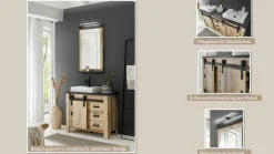 Home affaire Mehrzweckschrank »Sherwood, Schrank im Industrial-Style, Wohnzimmerschrank, Kommode« mit Scheunentorbeschlag & Apothekergriffen, in 2 Farben erhältlich