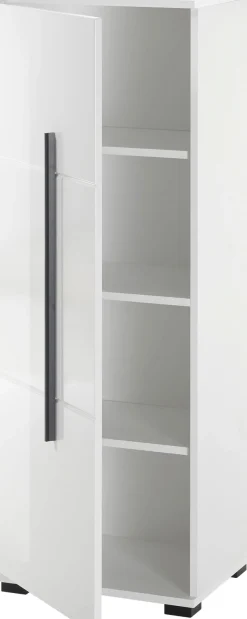 Home affaire Midischrank »Cantara, Badschrank in Hochglanz Weiß, Schrank im modernen Design« mit schwarzen Griffen, ausreichend Stauraum