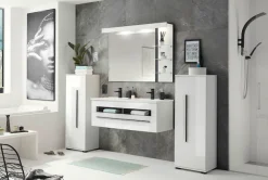 Home affaire Midischrank »Cantara, Badschrank in Hochglanz Weiß, Schrank im modernen Design« mit schwarzen Griffen, ausreichend Stauraum