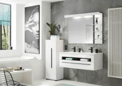 Home affaire Midischrank »Cantara, Badschrank in Hochglanz Weiß, Schrank im modernen Design« mit schwarzen Griffen, ausreichend Stauraum