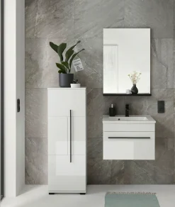 Home affaire Midischrank »Cantara, Badschrank in Hochglanz Weiß, Schrank im modernen Design« mit schwarzen Griffen, ausreichend Stauraum