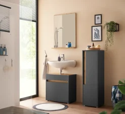 Home affaire Midischrank »CITY/GIRON, Badschrank mit Griffmulde, Hochschrank in zeitlosem Design« in den Farben Weiß und Anthrazit verfügbar, viel Stauraum