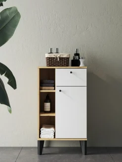 Home affaire Midischrank »Oslo, Badschrank mit Knopfgriff, Schrank im skandinavischen Design« in der Türfarbe Weiß oder Grau verfügbar, ausreichend Stauraum