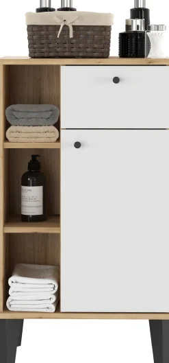 Home affaire Midischrank »Oslo, Badschrank mit Knopfgriff, Schrank im skandinavischen Design« in der Türfarbe Weiß oder Grau verfügbar, ausreichend Stauraum