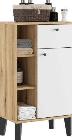 Home affaire Midischrank »Oslo, Badschrank mit Knopfgriff, Schrank im skandinavischen Design« in der Türfarbe Weiß oder Grau verfügbar, ausreichend Stauraum