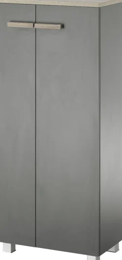 Home affaire Midischrank »SOLiD, Badschrank im modernen Design, Schrank mit Holzgriffen« in zwei Farben verfügbar, mit Stauraum, stehend o. hängend montierbar