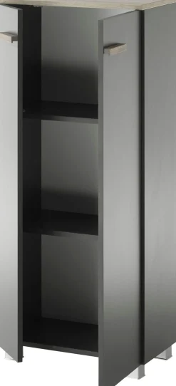 Home affaire Midischrank »SOLiD, Badschrank im modernen Design, Schrank mit Holzgriffen« in zwei Farben verfügbar, mit Stauraum, stehend o. hängend montierbar
