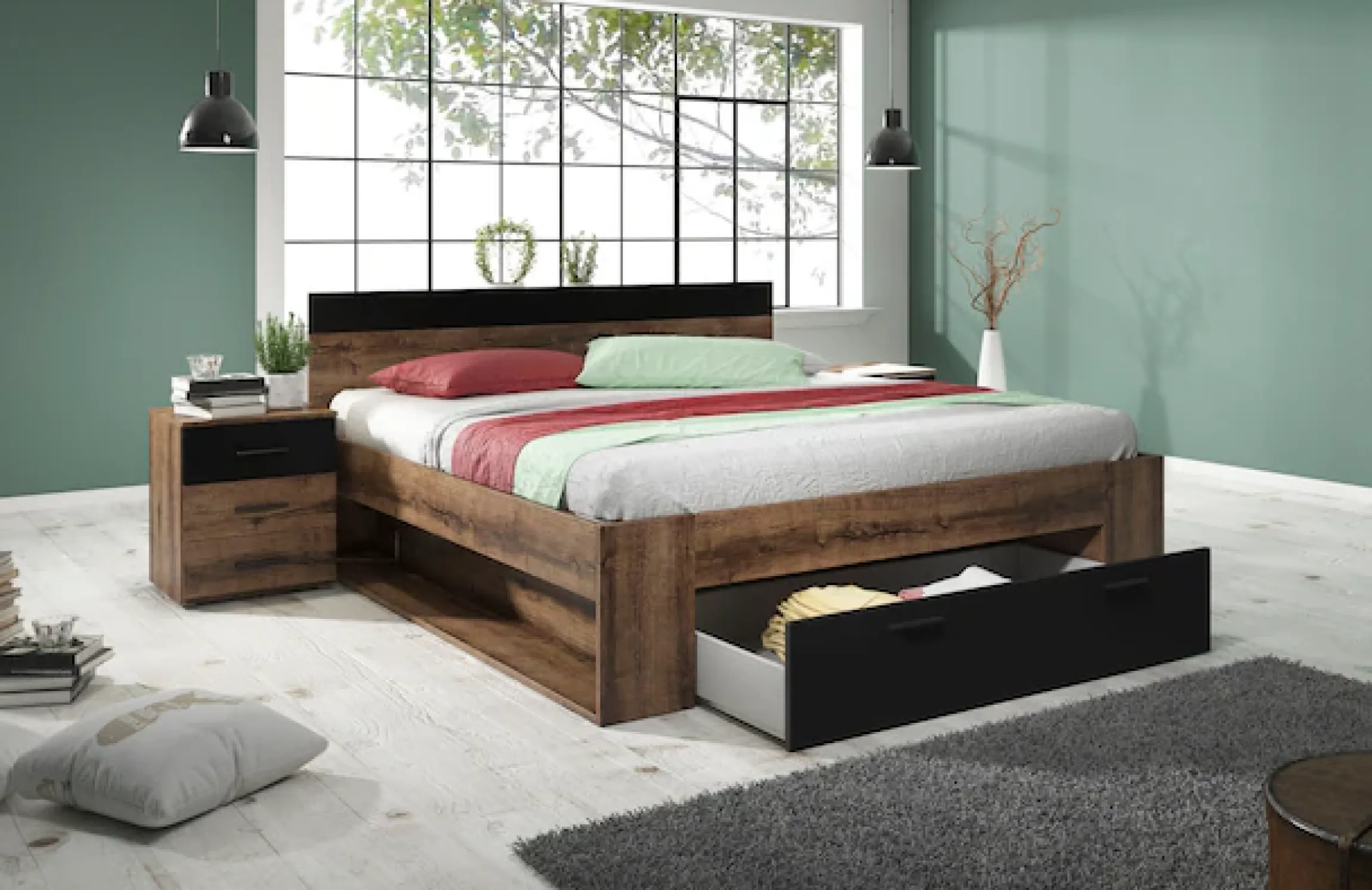 Home affaire Nachtkommode »BetaBreite 46 cm, moderner Nachtschrank« Nachttisch, Nachtkonsole mit 3 Schubladen