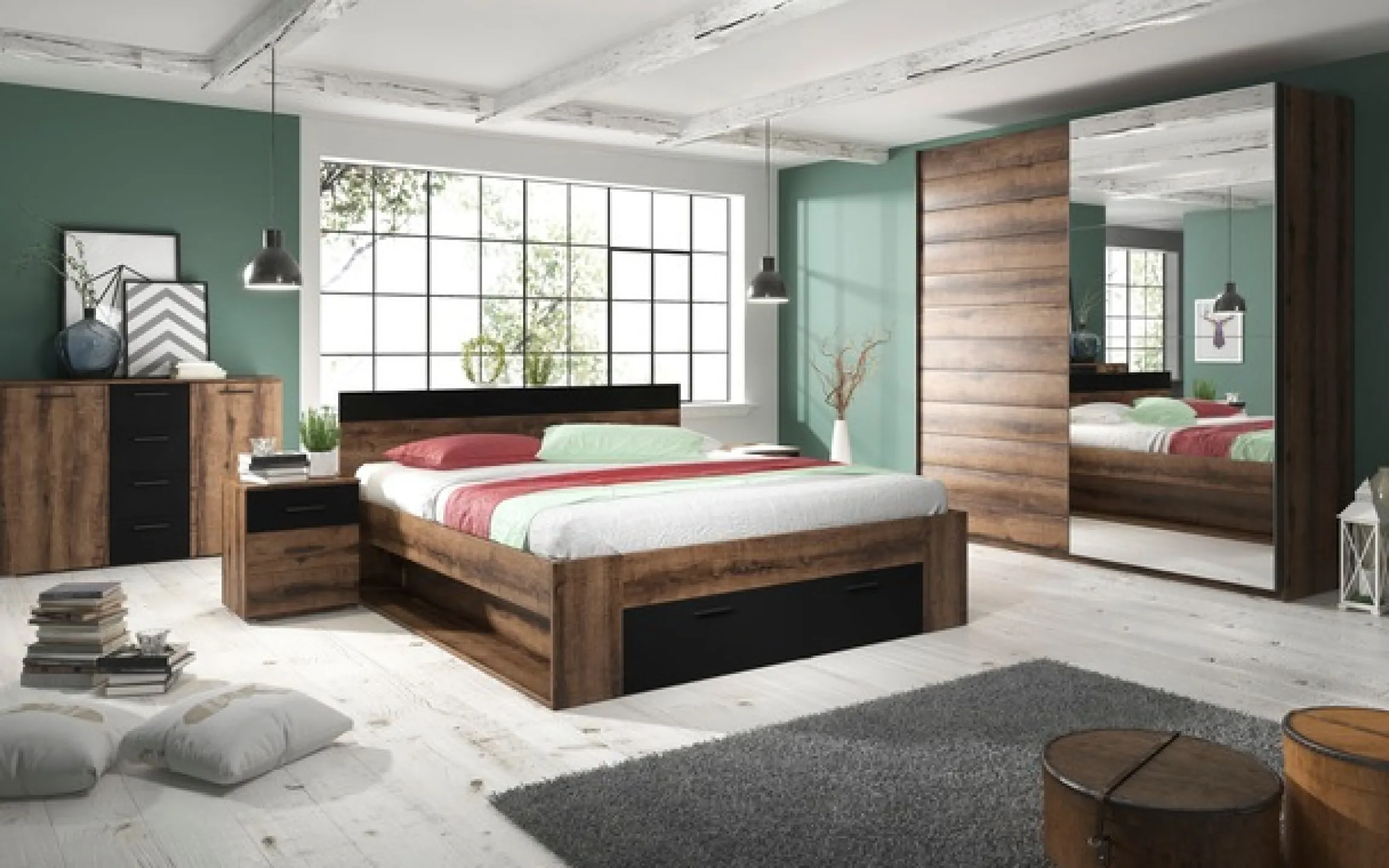Home affaire Nachtkommode »BetaBreite 46 cm, moderner Nachtschrank« Nachttisch, Nachtkonsole mit 3 Schubladen