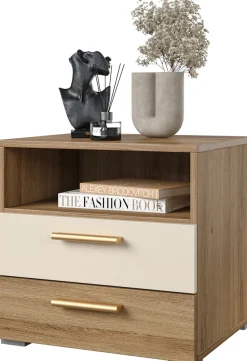 Home affaire Nachtkommode »Bitry, Breite 46 cm, moderner Nachtschrank mit 2 Schubladen« Nachttisch, viel Stauraum, offene Fach