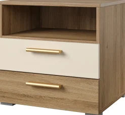 Home affaire Nachtkommode »Bitry, Breite 46 cm, moderner Nachtschrank mit 2 Schubladen« Nachttisch, viel Stauraum, offene Fach
