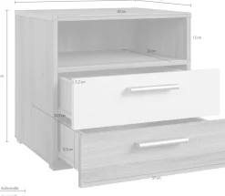 Home affaire Nachtkommode »Bitry, Breite 46 cm, moderner Nachtschrank mit 2 Schubladen« Nachttisch, viel Stauraum, offene Fach