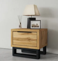 Home affaire Nachtkommode »Bronne,Breite 55 cm, Nachttisch mit 1 Schublade« Moderner Nachtschrank mit Kufen in Metalloptik, Metallgriff