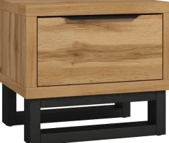 Home affaire Nachtkommode »Bronne,Breite 55 cm, Nachttisch mit 1 Schublade« Moderner Nachtschrank mit Kufen in Metalloptik, Metallgriff